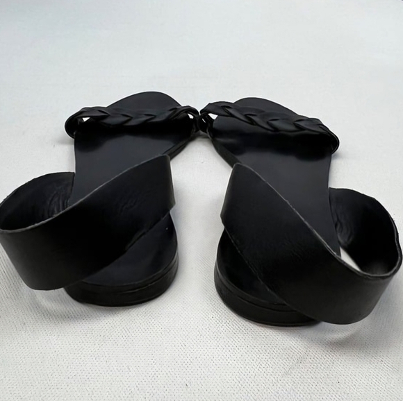 Zara Basic Collection Womens Braided Flat Sandals Black Size 9/40 - Picture 3 of 5